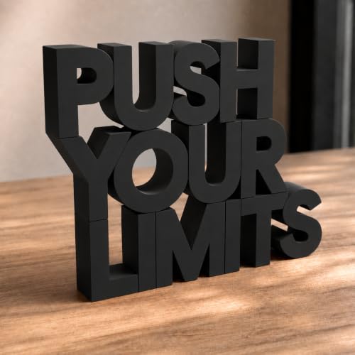Image of Mad Masters Push Your Limits Motivational Desk Decor - Aesthetic Table, Shelf & Wall Showpiece for Home Office, Business, Vastu Friendly Gifting, Matte Black (20.3 x 16 x 2.5 cm)