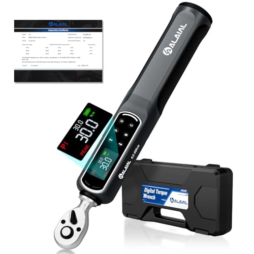 ALAIAL Llave Dinamométrica Digital 1/4', 0.5-30 Nm Llave Dinamométrica con Vibración, Zumbador y Alerta LED, Precisión ±2%, llave dinamométrica electrónica para Bicicleta, Moto, Coche