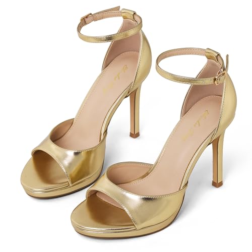 Elisabet Tang Woman's Round Open Toe Ankle Strap Heeled Platform Sandals Stiletto High Heel Sandal Dressy Sexy Wedding Party Shoes3