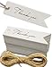 HOMETOOLS.EU® – 100 papieru typu kraft, karton, zawieszki na prezent, papierowe tabliczki papierowe, etykiety, papierowe tabliczki, 7 x 2 cm, z jutowym sznurkiem o długości 10 m, dziękuję, dziękuję, białe