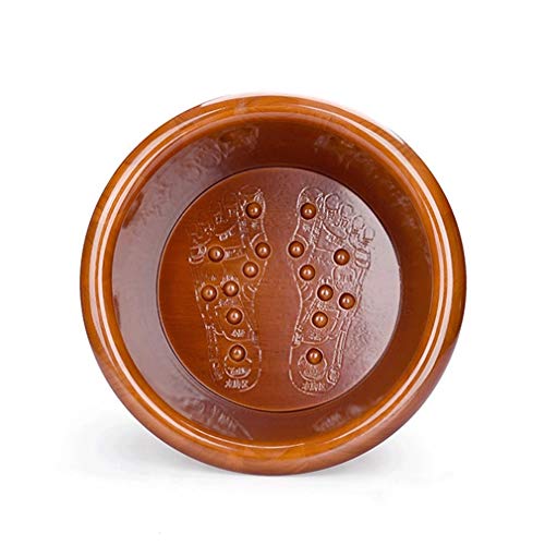 Bañera de madera para pies Katzowen, cubeta de roble para remojo y masaje podal, con cubierta y puntos de acupresión (Color: madera marrón + cubierta) miniatura 2