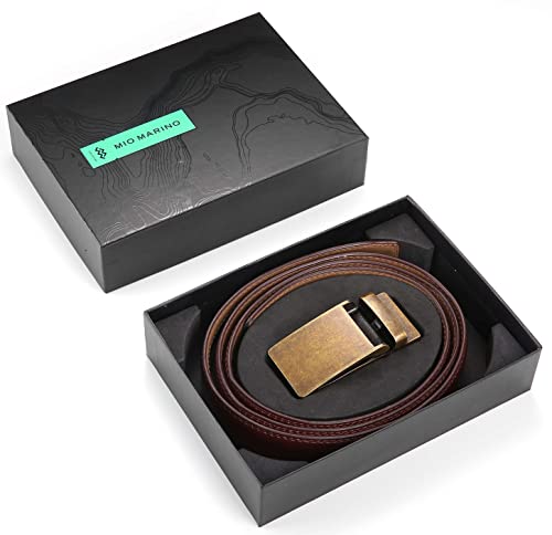 Image of Marino Avenue Ratchet Belt for Men. Adjustable Leather Dress Belt with 38 Easy to Click Into Place Ratchet Closures.