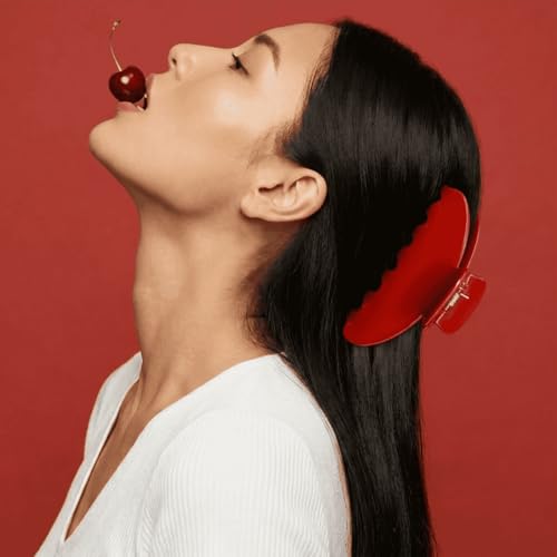 Pinza para cabello cherry rojo de 4 pulgadas miniatura 5