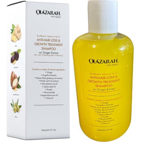 RootRenew Intensive 10-in-1 Anti-Hair Loss & Growth Treatment Shampoo w/Ginger Extract (for: Hair Thickening Men & Women), 8 Fl. oz