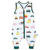 Saco de Dormir de Bebé con Pies, Saco de Dormir de Verano de Muselina 0.5 TOG Saco de Dormir de Bebé con Piernas, Saco de Dormir de Bebé de Algodón sin Mangas en Gasa Saco de Dormir 3-5 Años