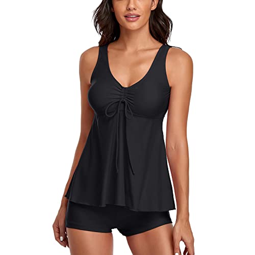 Ensemble bikini confortable avec short de bain noir XXL pour dissimuler les imperfections