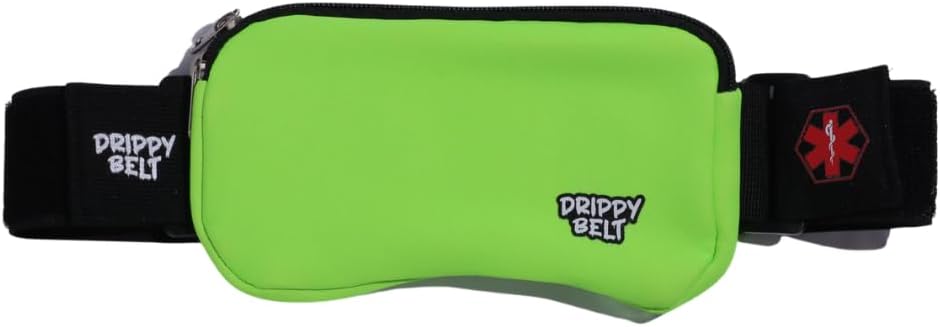 Kids Fanny Pack Belt - Drippy Belt - Made For Kids - Adjustable waist with stretch, strong hold with hook and loop fastner, double top zipper for easy access (Tween Green)