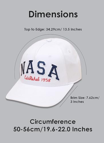 Image of Free Authority Official NASA Embroidered White Cap for Men & Women | Adjustable Closure