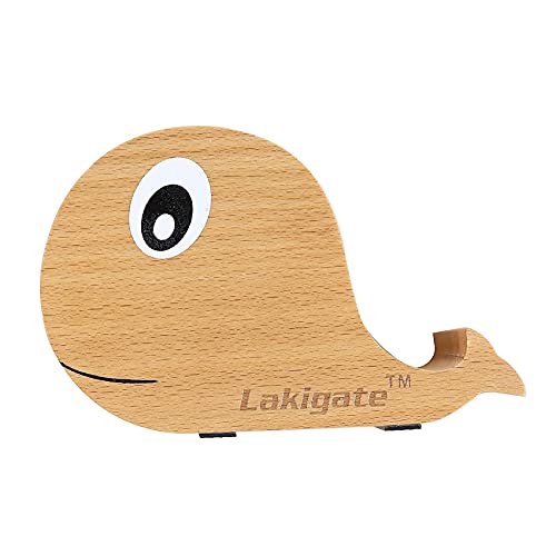 Lakigate Cell Phone Stand,Desk Cell Phone Stand,Cell Phone Stand Holder,Cute Whale Cell Phone Holder for Desk,Beech Wooden Cell Phone Stand for Desk,Anti-Slip Design