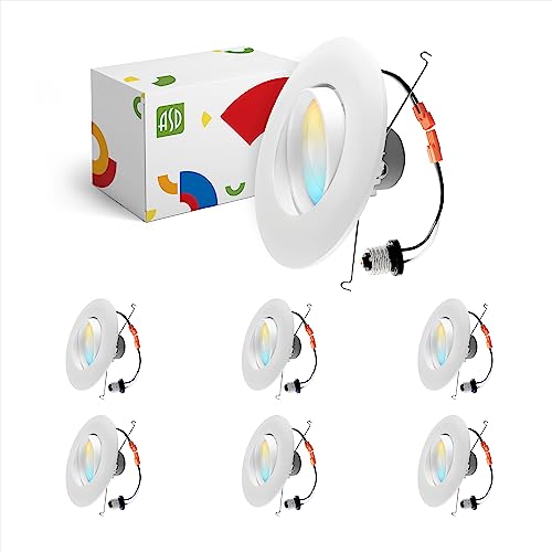 Asd Gimbal Retrofit, Can Lights 6 Inch Led, 5Cct 2700/3000/3500/4000/5000K Adjustable Led Can Lights, 15W -110W Eq., 1310 Lm Dimmable Ceiling Led Lights, Led Room Lights, Energy Star, Etl, 6 Pack #TOP15