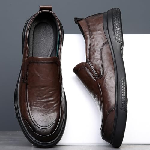 Men's Leather Round Toe Slip-On Loafers Comfort Breathable Oxford Shoes Casual Business Formal Shoes4