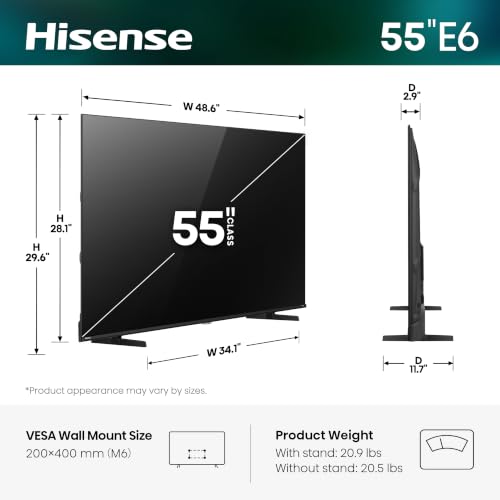 Hisense 55" Class E6SR Series Hi-QLED 4K UHD Smart Roku TV (55E6SR, 2026 Model) - image 2