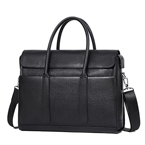 YNBJIL Fashion Cowhide Leather Male Business Men Briefcase Bag Leather Laptop Bag Man Handbag