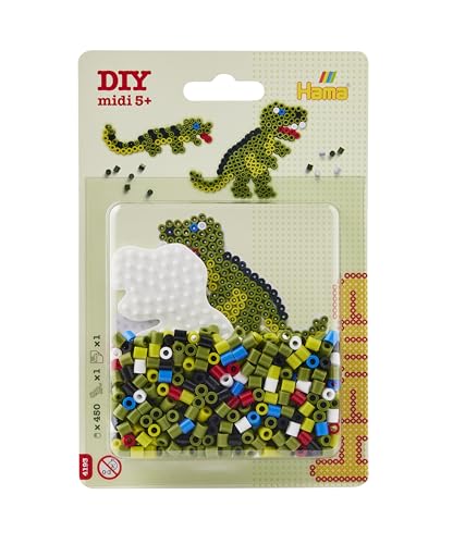Hama Bügelperlen midi Dino 450 Stück mit Stiftplatte Blister