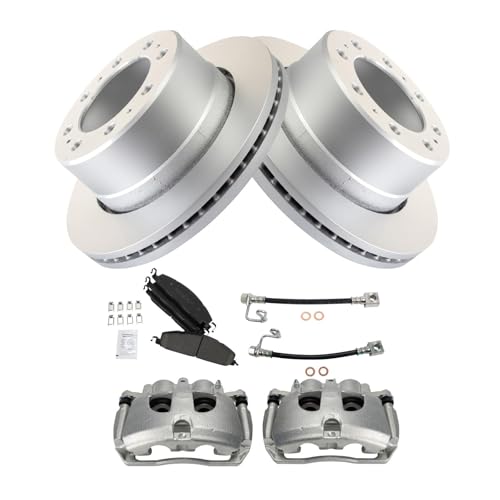Image of TRQ Rear Brake Pad & Rotor Kit Ceramic Premium G-Coated Compatible with 2014-2014 Ram 3500