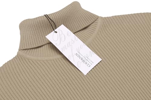 Image of COOFANDY Mens Ribbed Slim Fit Knitted Pullover Casual Turtleneck Sweater