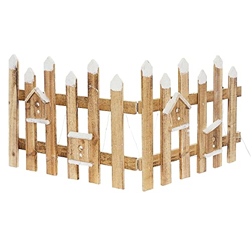 ECD Germany Deko Holz Zaun mit LED in natur, 98 x 39 cm, inkl. Vogelhäuschen, batteriebetrieben, mit Timer, Mini Gartenzaun beleuchtet Mini-Lattenzaun Weihnachtsbaum-Zaun Weinachtsdeko Winter Gatter ECD Germany Deko Holz Zaun mit LED in natur, 98 x 39 cm, inkl. Vogelhäuschen, batteriebetrieben, mit Timer, Mini Gartenzaun beleuchtet Mini-Lattenzaun Weihnachtsbaum-Zaun Weinachtsdeko Winter Gatter