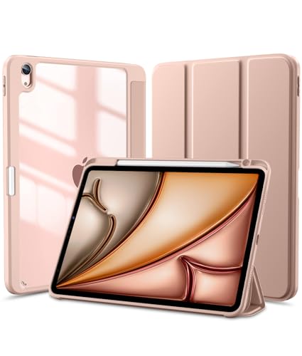 Vobafe Case for iPad Air 11 inch 6th/ Air 5th 10.9 inch / 4th Generation 10.9 with Pencil Holder (2024/2022/2020), Trifold Stand, Support Pencil 2nd Charging, Auto Wake/Sleep,Rose Pink