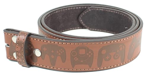 Video Game Controller Pattern Leather Belt Strap Without Buckle 1.5" Wide with Snaps - Gamer Retro Gaming3