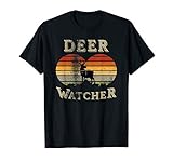 Deer Watcher Vintage Sunset Deer Watching Gift T-Shirt