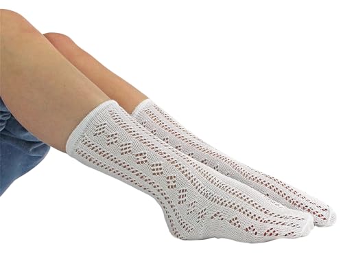12 Pairs White School Socks for Girls | Girls Ankle Pelerine Pattern Dress Socks3