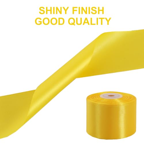 TONIFUL 5cm x 20M Gelb ​band breit geschenkband große schleife satinband für auto Bogen Schleifen Partydekoration Stuhl Hochzeit Der Valentinstag Geschenkverpackungen Strauß geschenkband