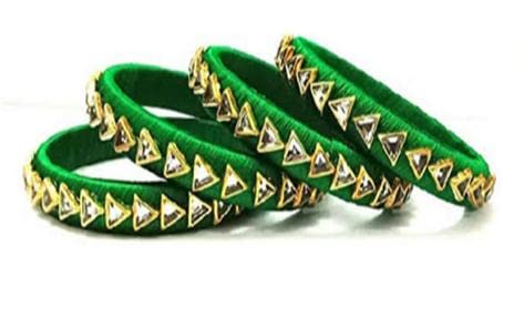 Cool Creations and Retails Handcrafted silk thread kundan bangles kada 4 piece (Green, 2-8) (B09W1BNGPP) Amazon Price History, Amazon Price Tracker