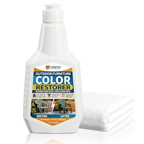 Pinefox Outdoor Color Restorer for Vinyl Plastic & Metal Surfaces Restores Faded Sun-Damaged Areas Long-Lasting Protection 16.91 fl oz (500 ml)