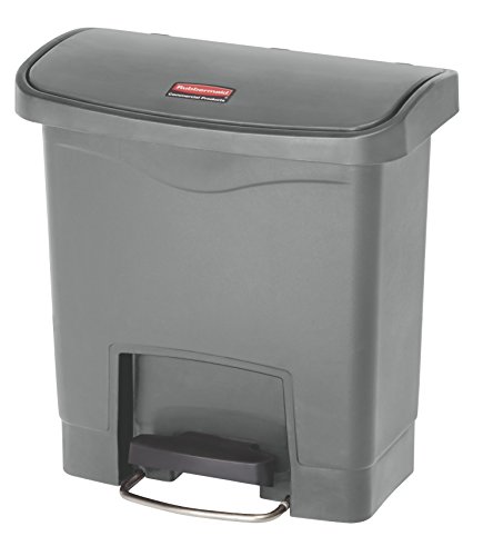 Rubbermaid Commercial Products Slim Jim 1883599 - Contenedor con pedal frontal, capacidad de 15 l, gris