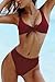 QINSEN Hipsters Sexy Scoop Neck Cropped Top Bandage 2PCS Swimsuit Bikini Sets Wine S