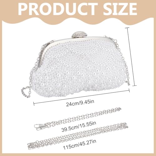 Sac de soirée WEBEEDY en perles blanches idéal pour mariage et soirée dansante - 4