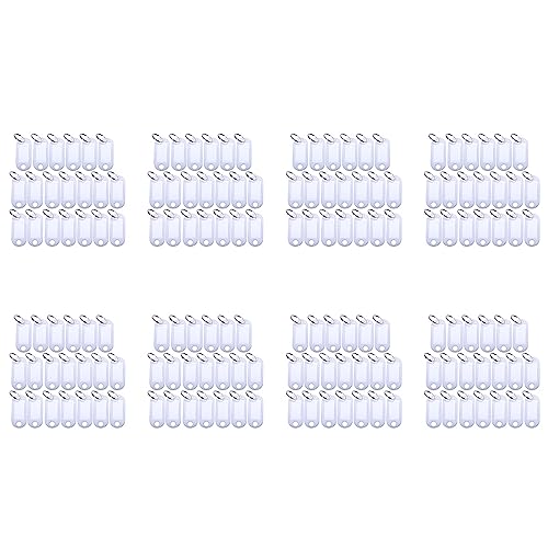 Porte-clés avec étiquettes d'identification en plastique blanc | Lot de 160 pièces
