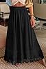 dowerme Women Summer Maxi Skirt Cute Elastic High Waist Boho Eyelet A-Line Cotton Flwoy Long Skirts Spring Clothes 2026(Black,Medium) #1