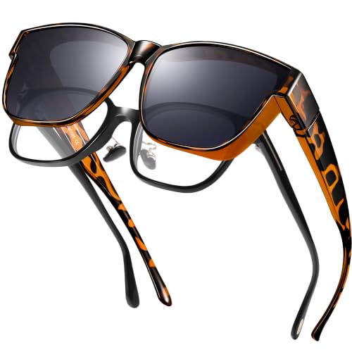 Image of Polarized Sunglasses Fit Over Glasses for Women Men, Oversized Square Sun Glasses UV400 Protection