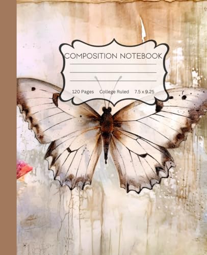 Composition Notebook Butterfly Pastel | 7.5 x 9.25 120 Lined Pages | College Ruled | Composition Notebooks Girly | Girly Aesthetic for School, Home, or Work image 2