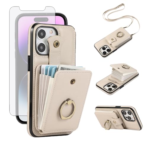 Étui portefeuille iPhone 11 Pro anti-chute avec bandoulière et écran