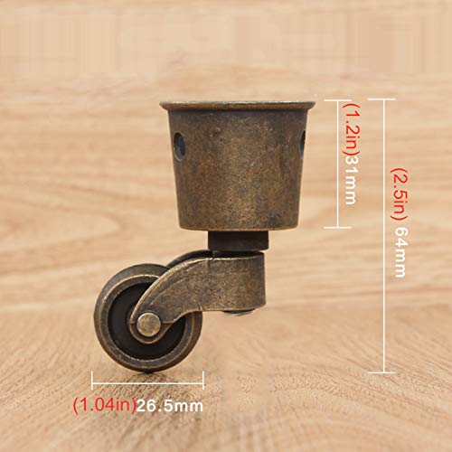 Castor s,Metalnitureers s,Moving Swivel s,Universal Antique Cup Typeors,Replacementer Forniture Suits Beds Armchairs,Load 150Kg,Bronze,4 Pcs/Bronze