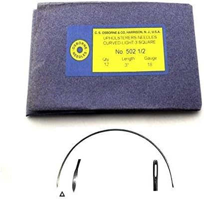 C.S. Osborne 12/Pk. Curved 3-Square Point Needles Light #502-1/2, Size 3"