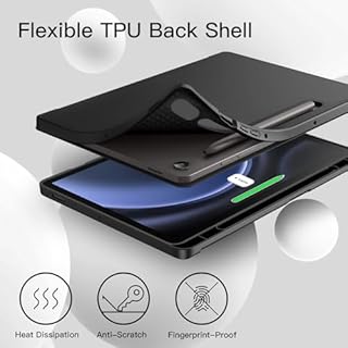 JETech Custodia per Samsung Galaxy Tab S10 Lite / S10 FE / S9 FE 10,9 Pollici con S Pen Holder, Morbido TPU Trifold Supporto Protettiva Tablet Cover, Supporta S Pen di Ricarica (Nero)