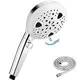 Wll Family Duschkopf Druckerhöhend,Duschkopf mit Schlauch,Handbrause 9 Strahlarten,Duschkopf mit Wasserstop, Duschkopf mit Schlauch 1,5m,Chrom(Silber)