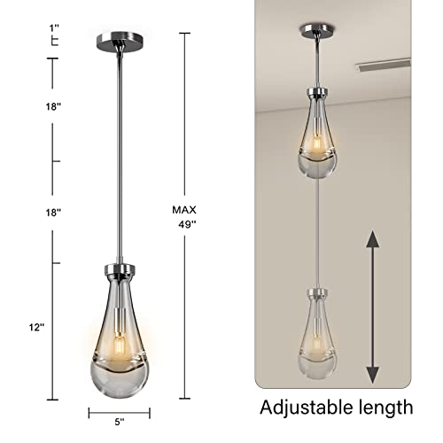 Ringrain Raindrop Pendant Lights Set Of 2,Kitchen Island Hanging Light Fixtures, Modern Art Raindrop Clear Solid Glass Chandelier For Dining Room For Bedroom, Corridor, Living Room #TOP5