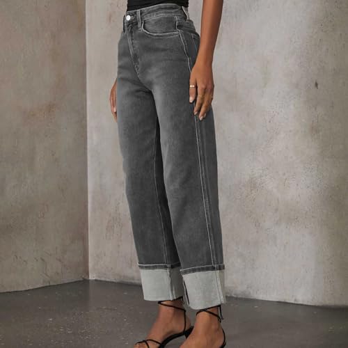 Wide Leg Baggy High Waist Jeans for Women Boyfriends Straight Leg Trendy Stretchy Denim Pants3