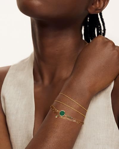 925 Sterling Silver Bracelet, 14k Gold Plated Women Link Bracelet Adjustable Double Chain, Dainty Minimalist Jewelry Birthday Christmas Gifts for Her2