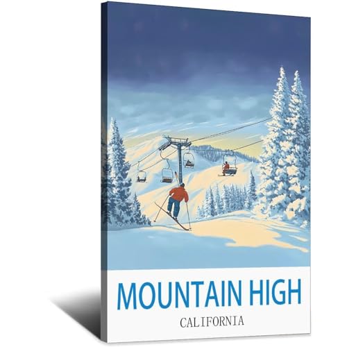 Poster de voyage vintage Mountain High California impression toile déco murale