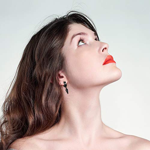 Flongo Men's Womens Punk Stainless Steel Pentacle Moon Dangle Huggie Hoops Earrings #TOP1