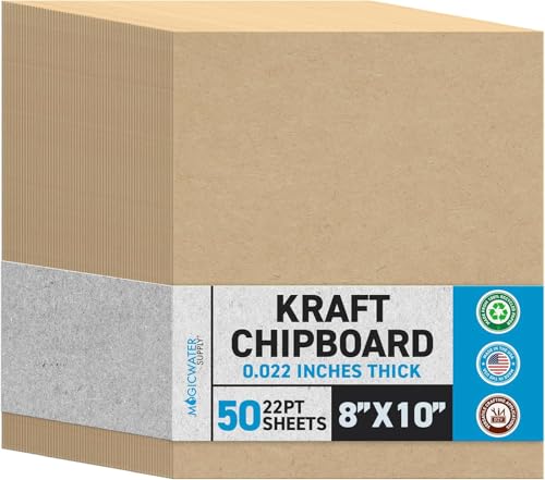 MagicWater Chipboard Sheet - 8x10 inch - 22 pt - 0.022" Thick - 50 Pack