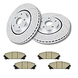 Front Drilled and Slotted Brake Rotors Ceramic Brake Pads Brake Kit Replacement for Lexus RX350 RX450h NX200T NX300 NX300h Toyota Sienna Highlander