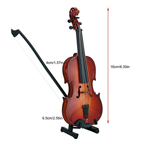 Samfox Violine Miniatur - Holz Mini Modell Simulation Musikinstrument Mit Bogen für Home Office Decor