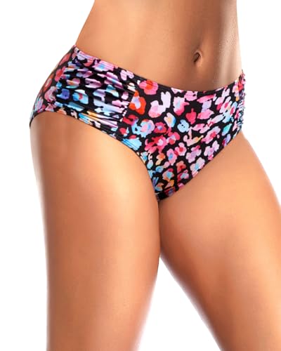 Image of Tempt Me Women Bikini Bottoms Mid Waist Bathing Suit Swimsuit Ruched Swim Bottom