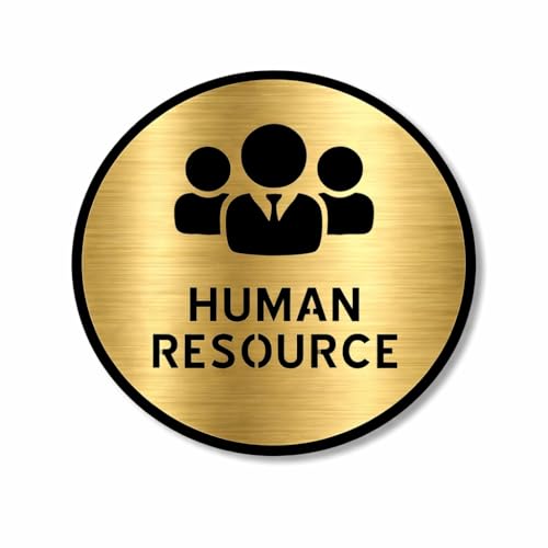 Image of Premium Brush Steel Gold Finish Acrylic Human Resource Door Sign Easy to Mount Self-Adhesive Tape Signage for Hotel Office Resort Society Corporate Business Hospital